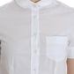 John Galliano Chic White Cotton Blend Shortsleeve Blouse