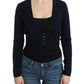 Cavalli Elegant Black Cropped Virgin Wool Cardigan