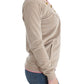 Cavalli Beige Zip Cardigan with Gold Tone Accents