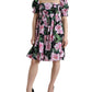 Dolce & Gabbana Black A-Line Dress with Pink Floral Prints