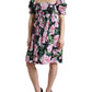 Dolce & Gabbana Black A-Line Dress with Pink Floral Prints