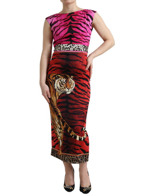 Dolce & Gabbana Elegant Animal Print Sheath Midi Dress