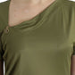 Cavalli Elegant Green Jersey Blouse with Gold Accents