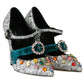 Dolce & Gabbana Elegant Silver-Black Crystal Mary Janes Pumps