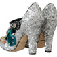 Dolce & Gabbana Elegant Silver-Black Crystal Mary Janes Pumps