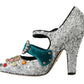 Dolce & Gabbana Elegant Silver-Black Crystal Mary Janes Pumps