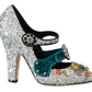 Dolce & Gabbana Elegant Silver-Black Crystal Mary Janes Pumps