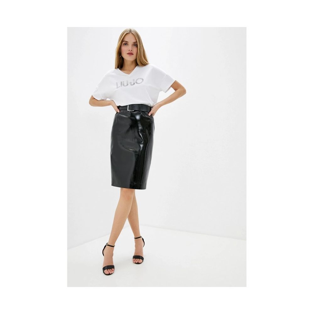 Liu Jo Chic Black Patent Midi Sheath Skirt