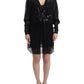 Cavalli Elegant Sheer Black Silk Blouson Dress