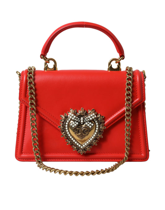 Dolce & Gabbana Elegant Red Leather Devotion Envelope Bag