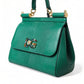 Dolce & Gabbana Elegant Green Leather Miss Sicily Satchel