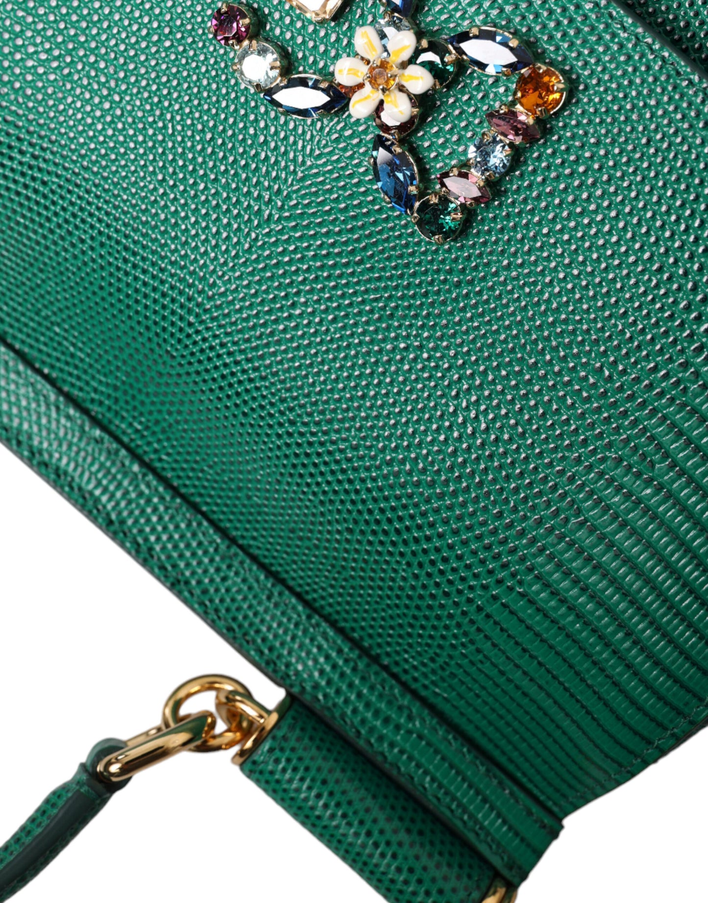 Dolce & Gabbana Elegant Green Leather Miss Sicily Satchel