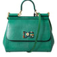 Dolce & Gabbana Elegant Green Leather Miss Sicily Satchel