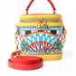 Dolce & Gabbana Chic Sicilian Print Vanity Bag with Gold Accents