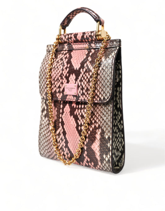 Dolce & Gabbana Exquisite Pink Exotic Leather Crossbody Bag