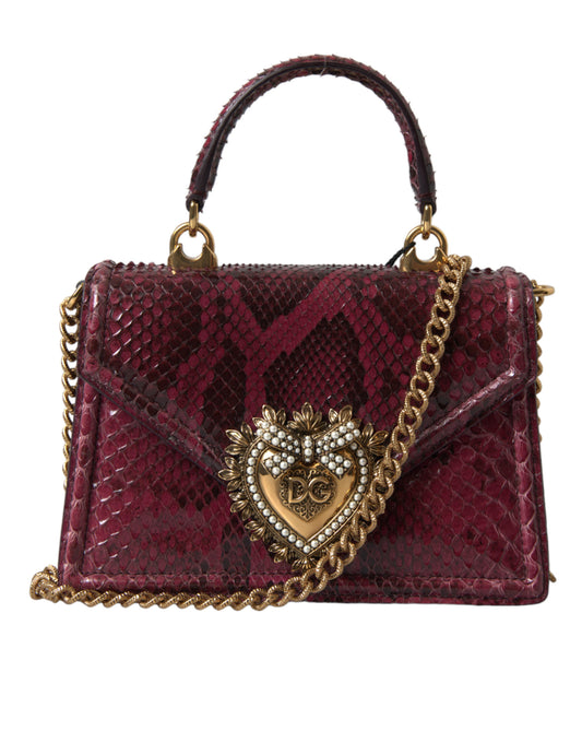 Dolce & Gabbana Bordeaux Exotic Leather Devotion Shoulder Bag