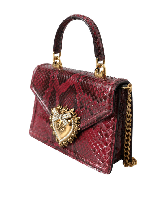 Dolce & Gabbana Bordeaux Exotic Leather Devotion Shoulder Bag