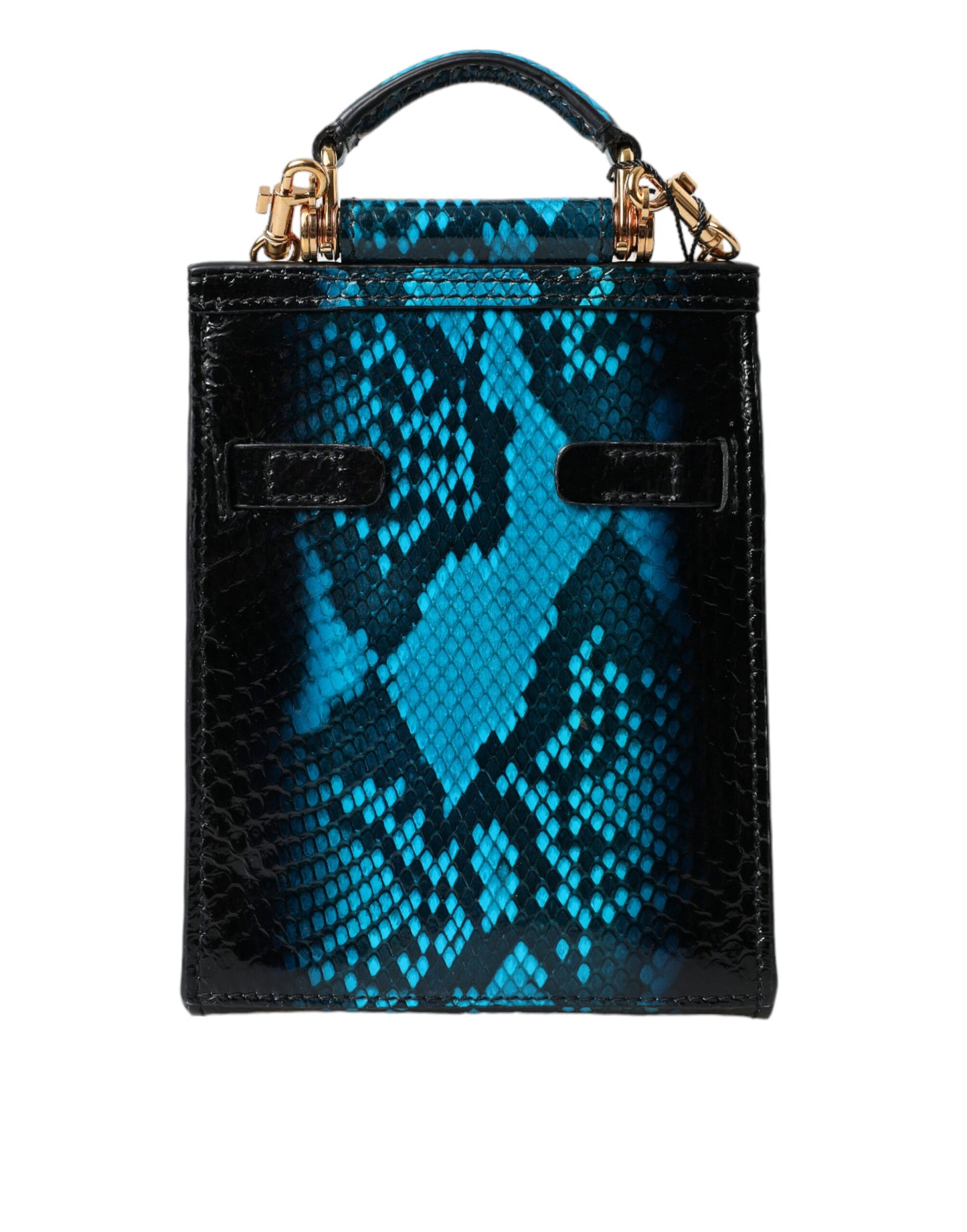 Dolce & Gabbana Exotic Leather Blue Crossbody Bag with Gold Accents