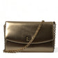 Dolce & Gabbana Elegant Metallic Gold Leather Crossbody Purse