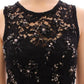 Dolce & Gabbana Elegant Black Floral Lace Crystal Dress