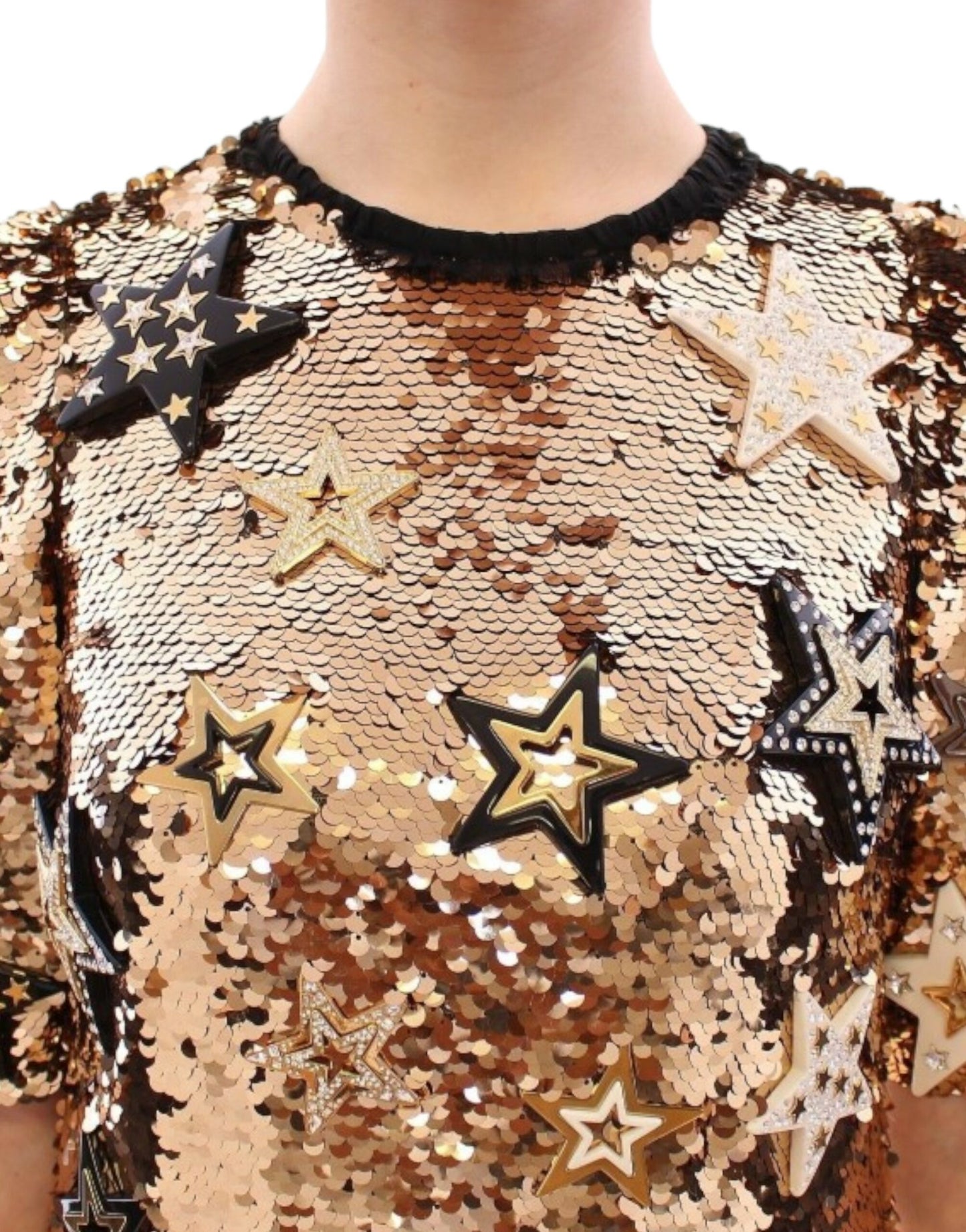 Dolce & Gabbana Exquisite Gold Sequined Star Sheath Dress