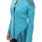 Vladimiro Gioia Exquisite Blue Leather Jacket with Snake Print Detail