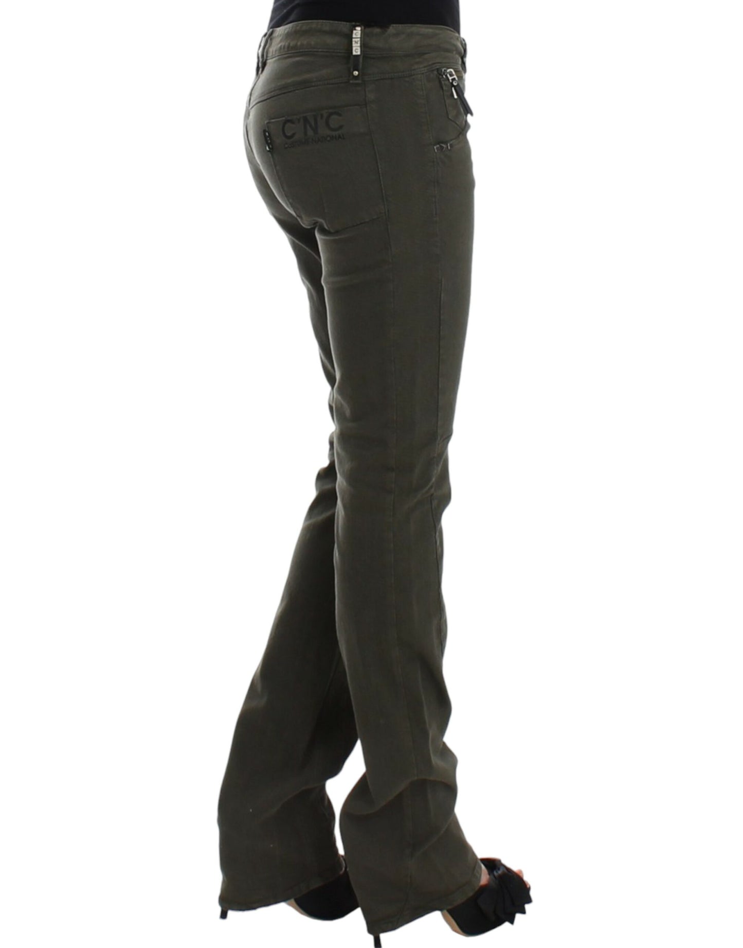 Costume National Chic Green Slim Leg Designer Jeans