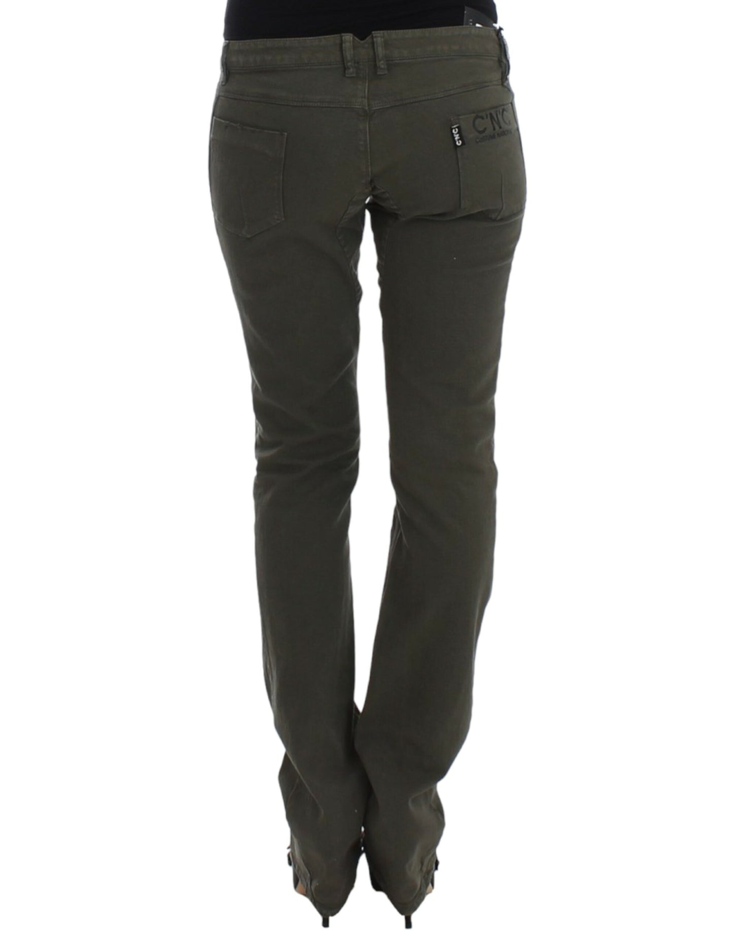 Costume National Chic Green Slim Leg Designer Jeans