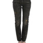 Costume National Sleek Gray Straight Leg Distressed Jeans