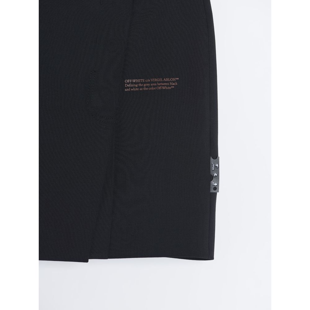 Off-White Chic Asymmetric Mini Skirt with Bold Text Accent