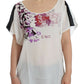 Costume National Chic White V-Neck Motive Print Tee