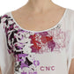 Costume National Chic White V-Neck Motive Print Tee