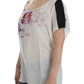 Costume National Chic White V-Neck Motive Print Tee