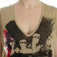 Costume National Chic V-Neck Tunic Top with Motive Print