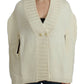 Costume National Elegant White Knitted Cape-Cardigan Hybrid