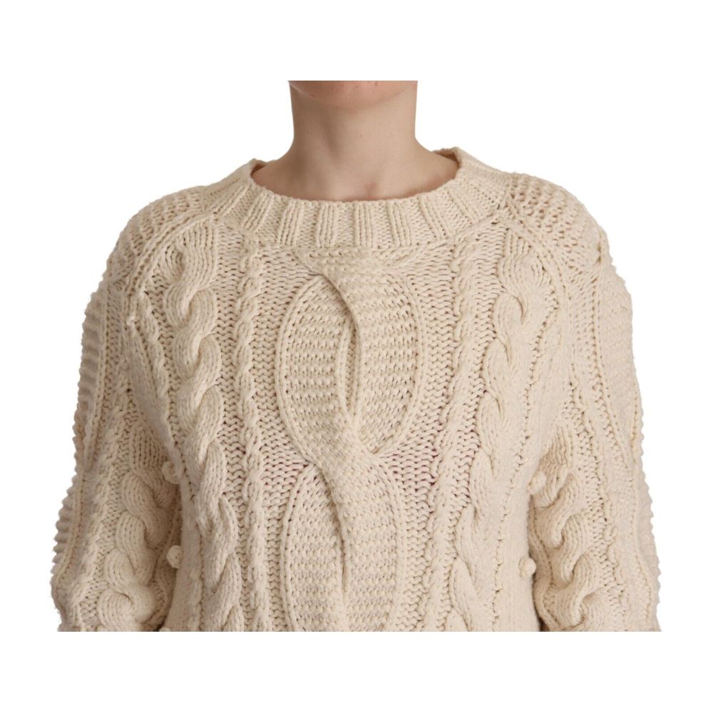 Dolce & Gabbana Elegant White Cashmere Crew Neck Pullover