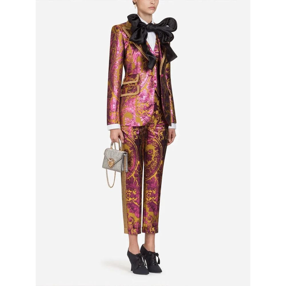 Dolce & Gabbana Floral Jacquard Blazer with Metal Fibre Detail