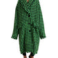 Dolce & Gabbana Elegant Green Houndstooth Trench Coat