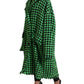 Dolce & Gabbana Elegant Green Houndstooth Trench Coat