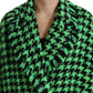 Dolce & Gabbana Elegant Green Houndstooth Trench Coat