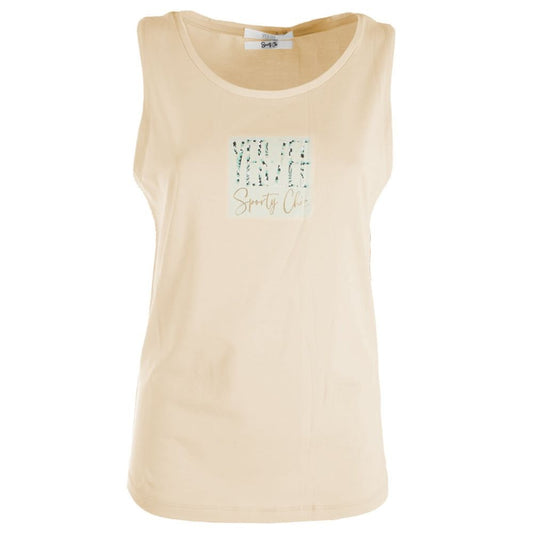 Yes Zee Chic Beige Crew-Neck Cotton Tee