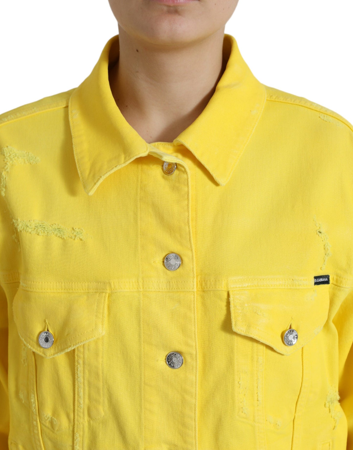 Dolce & Gabbana Chic Yellow Denim Button-Down Jacket