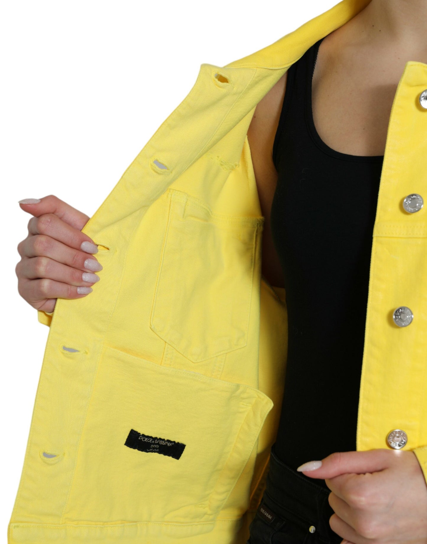 Dolce & Gabbana Chic Yellow Denim Button-Down Jacket