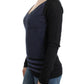 Costume National Chic Striped V-Neck Wool Blend Sweater