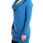 Costume National Cozy Scoop Neck Blue Knit Sweater