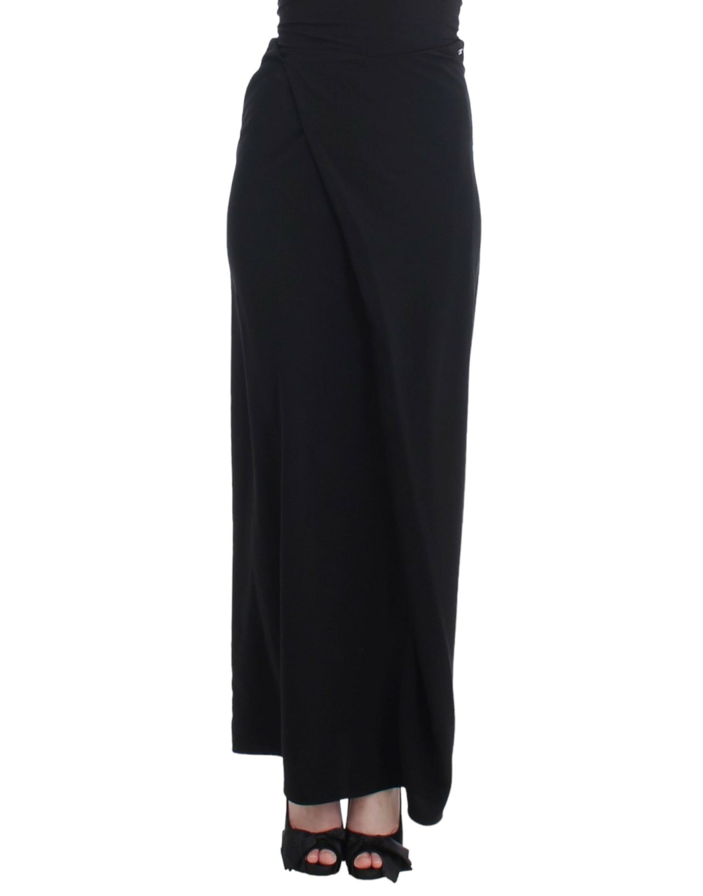 Costume National Elegant Black Maxi Skirt for Evening Elegance