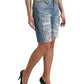 Dolce & Gabbana High Waist Embellished Bermuda Denim Shorts