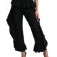 Dolce & Gabbana Elegant High Waist Ruffled Black Pants