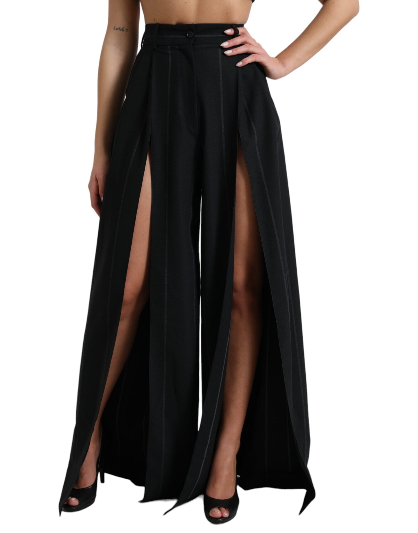 Dolce & Gabbana High Waist Wide Leg Pants with Slit