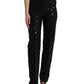 Dolce & Gabbana Chic High Waist Straight Pants with Logo Print